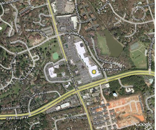 Google Earth view of Trader Joe's in Cary NC